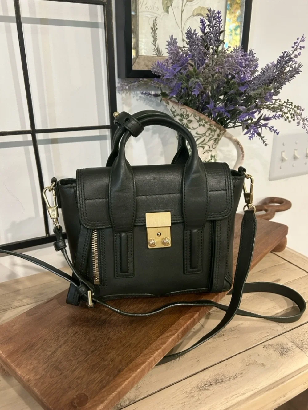 3.1 Phillip Lim Dark Green Leather Mini Satchel with Gold Hardware
